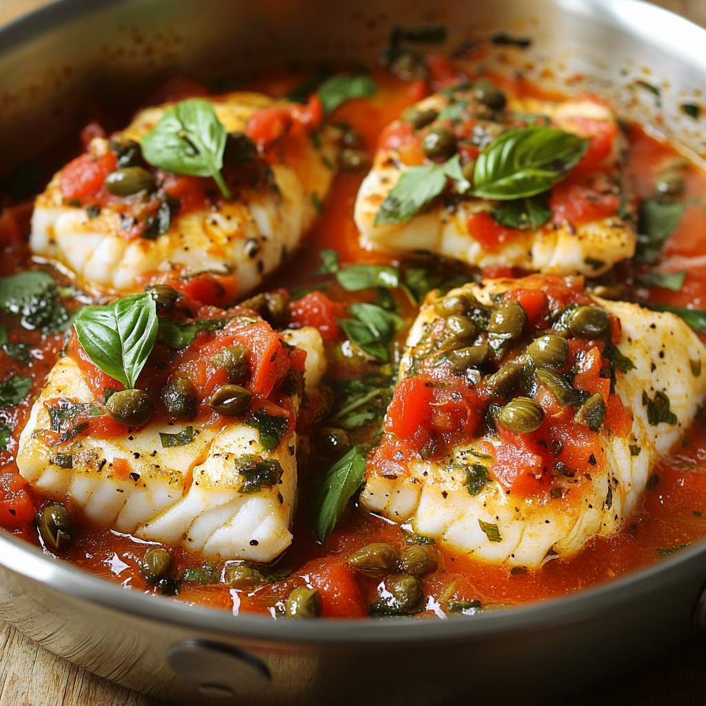 Kabeljau in Tomaten-Kapern-Sauce – Ein mediterraner Genuss