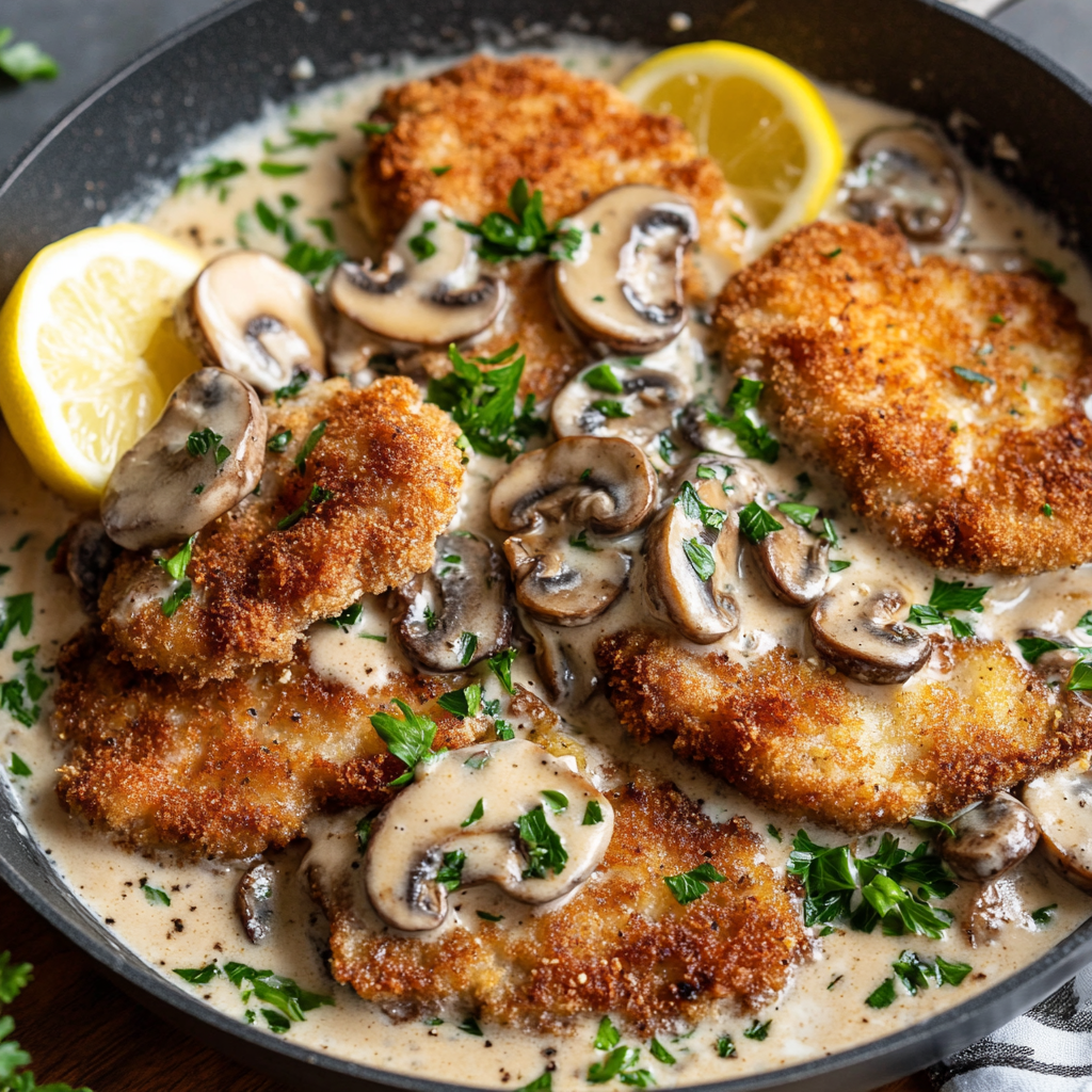 Wiener Schnitzel mit cremiger Pilzsauce – Ein Klassiker