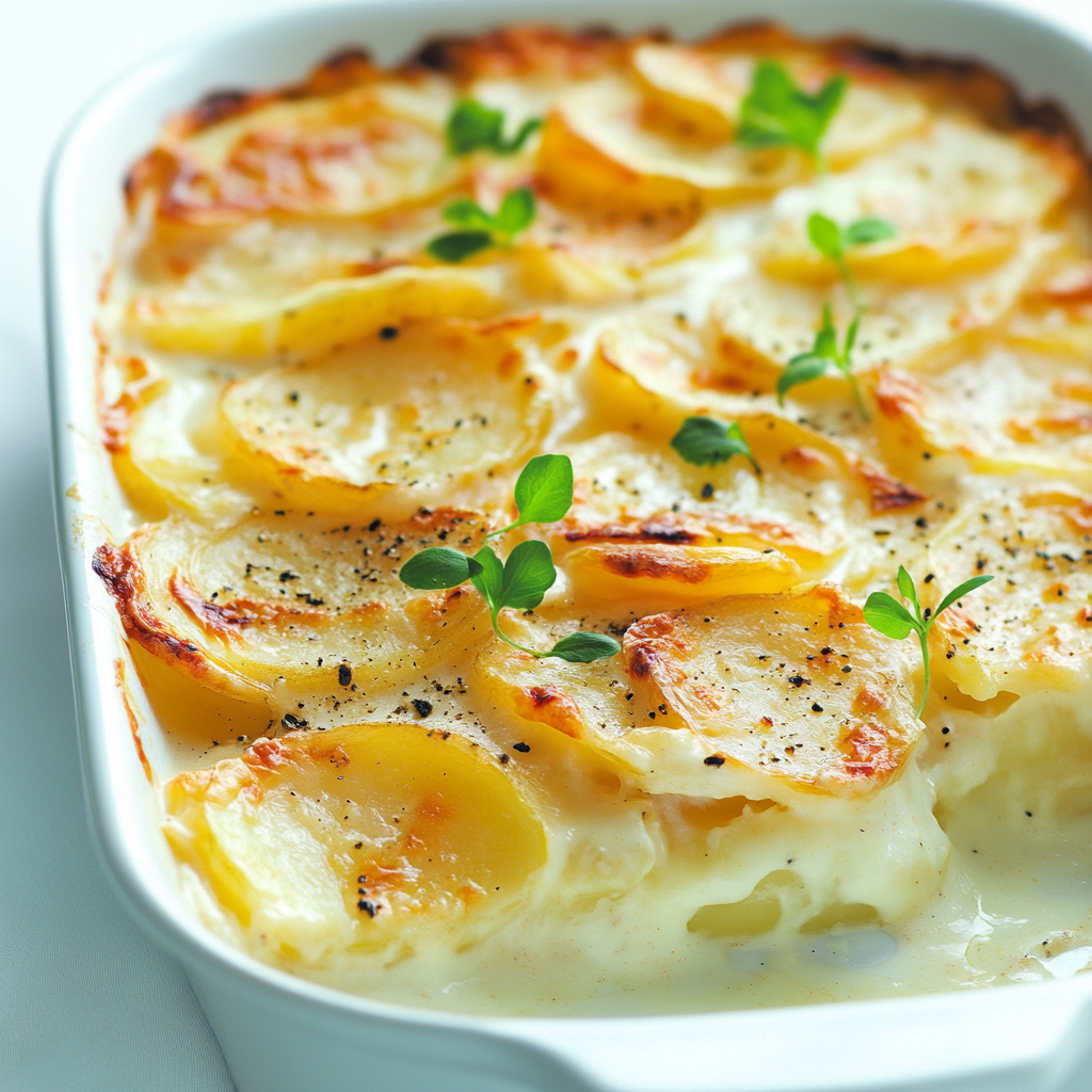 Cremiges Kartoffelgratin mit einer Prise Muskatnuss