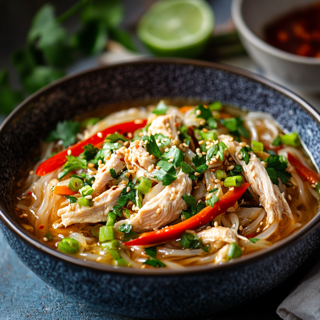Asiatischer Hähnchen-Eintopf mit Shirataki-Nudeln Limette