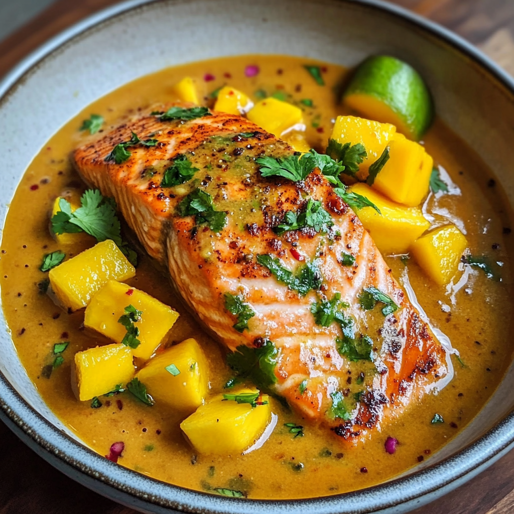 Kokos-Curry-Lachs mit Mango Ein exotisches Geschmack Erlebt