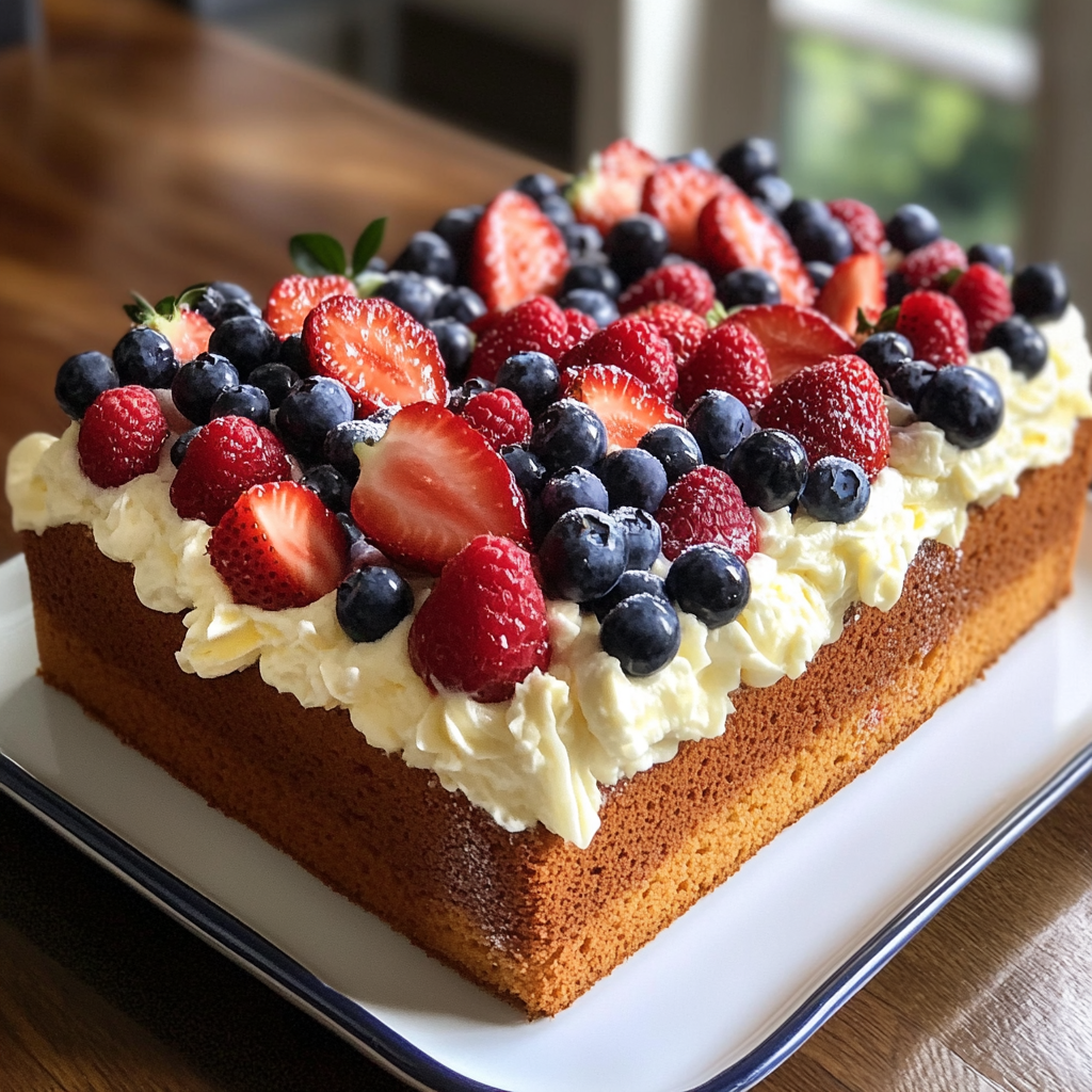 Königlicher Beeren-Biskuit Kuchen–Sommerdessert lecker