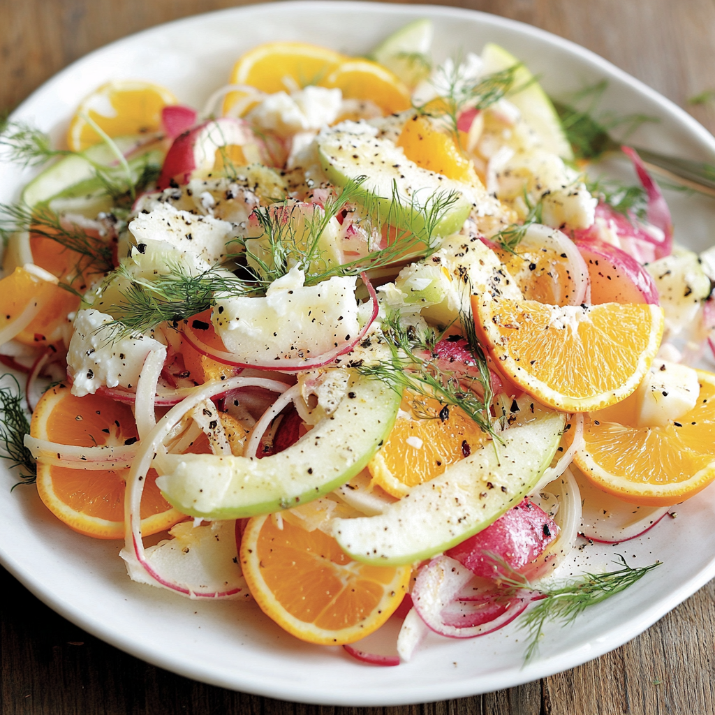 Fenchelsalat mit Apfel, Ricotta Salata und Zitrus-Dressing