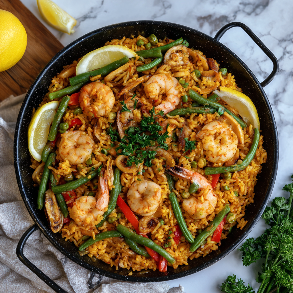  Paella mit Meeresfrüchten