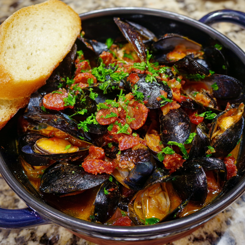 Spanische Muscheln mit Chorizo