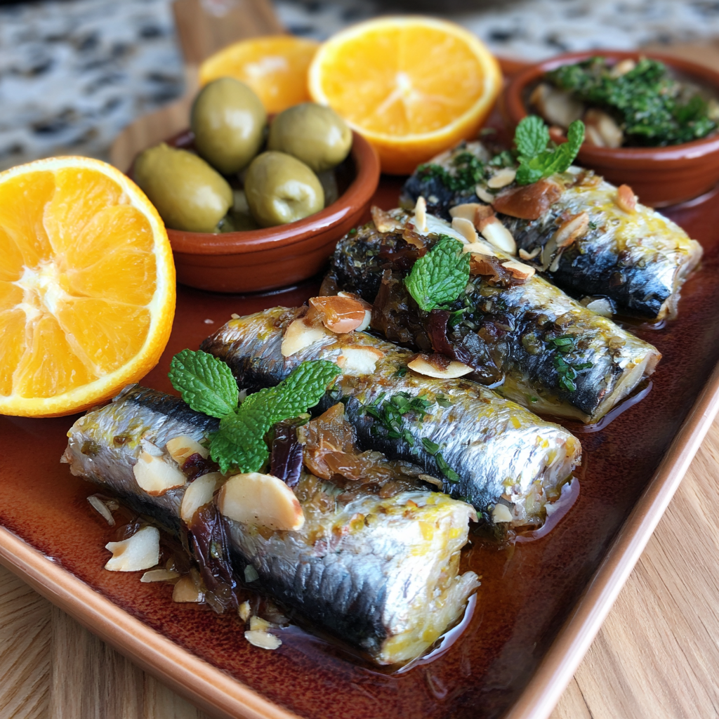 Boquerones mit grünen Oliven