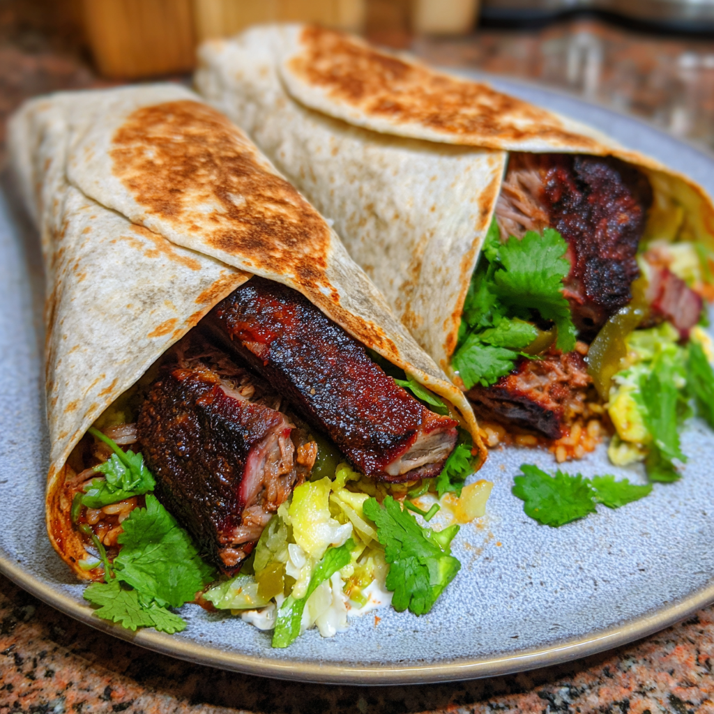 Burrito mit geräucherten Rinderrippen