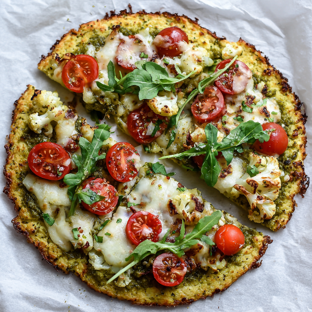 Blumenkohl-Pizza mit Pesto