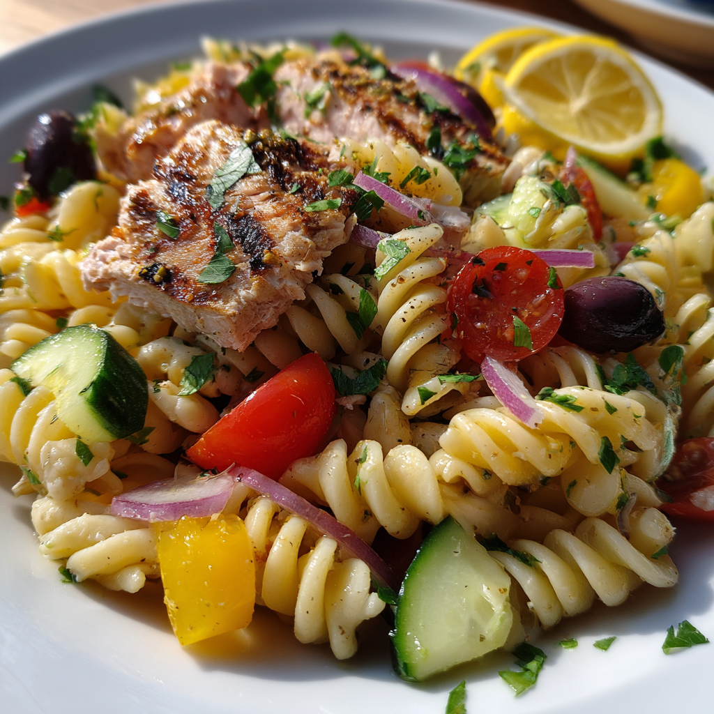Bester Spiral-Makkaroni-Salat mit Schwertfisch