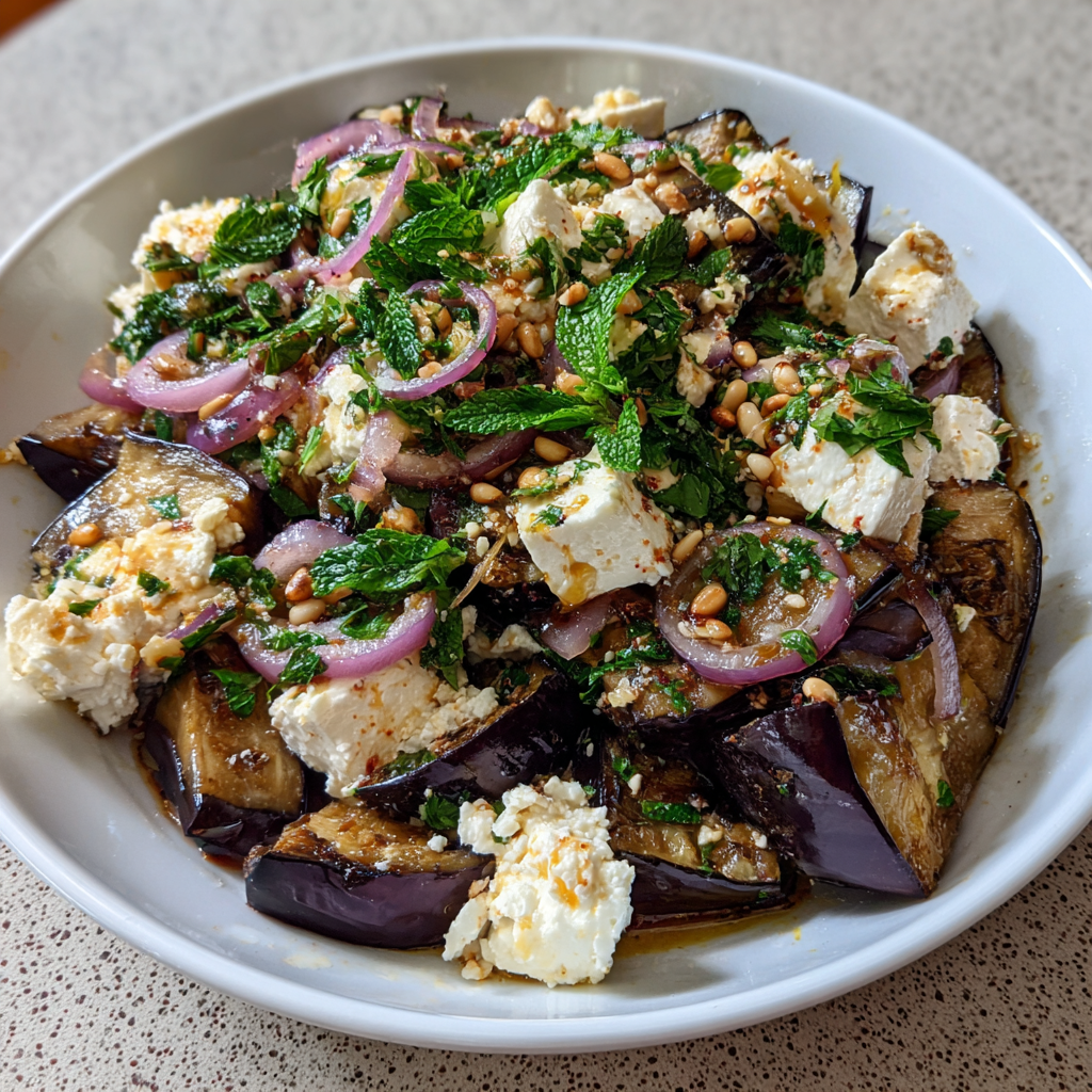 Auberginensalat mit Schafskäse