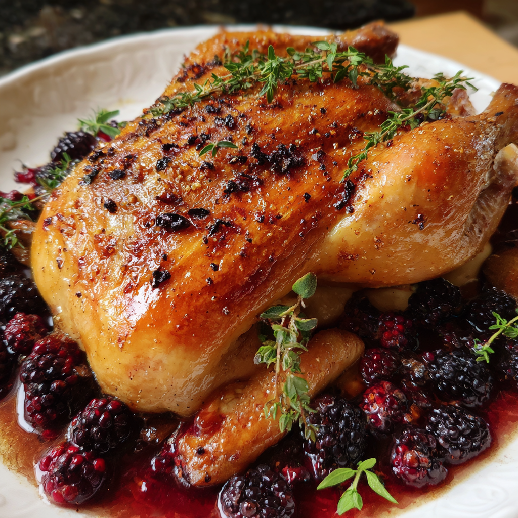 Perlhuhn mit Brombeeren