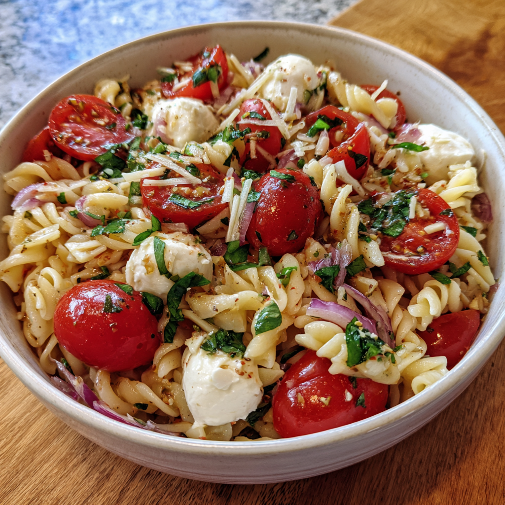 Nudelsalat Tomate-Mozzarella