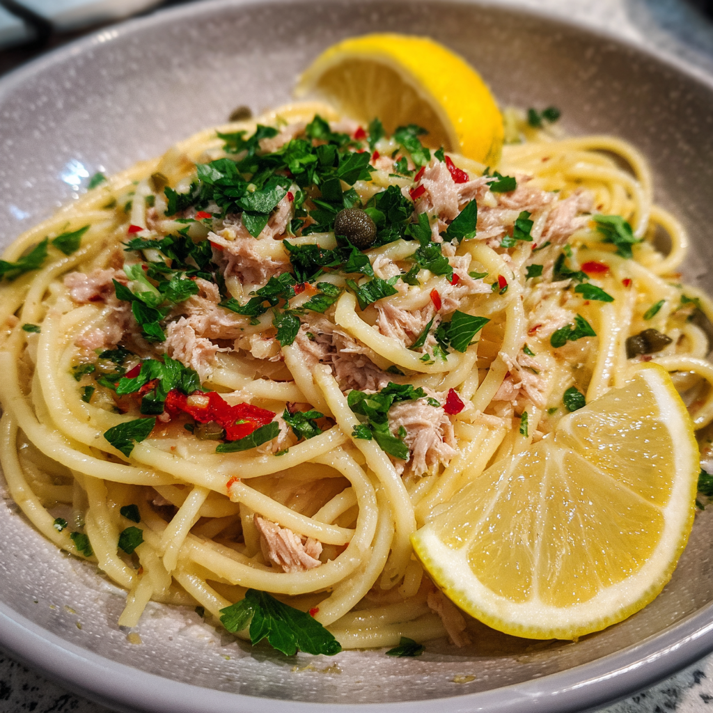 Spaghetti mit Thunfisch-Zitronen-Sauce