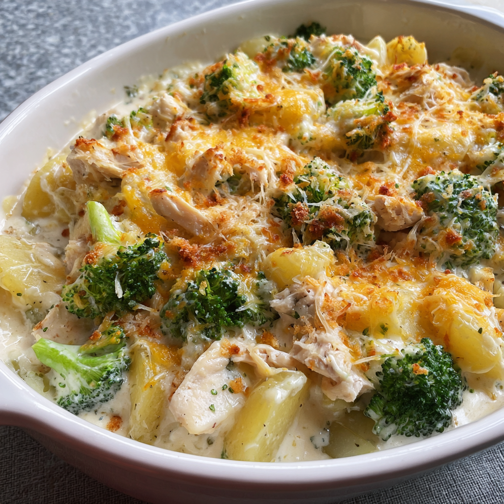 Kartoffel-Hühnchen-Brokkoli-Auflauf