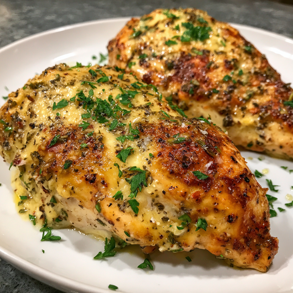 Hühnerbrust mit Senf-Kräuter-Käse