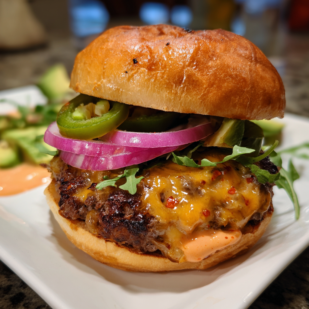 Feurig-scharfe Beef Cheeseburger