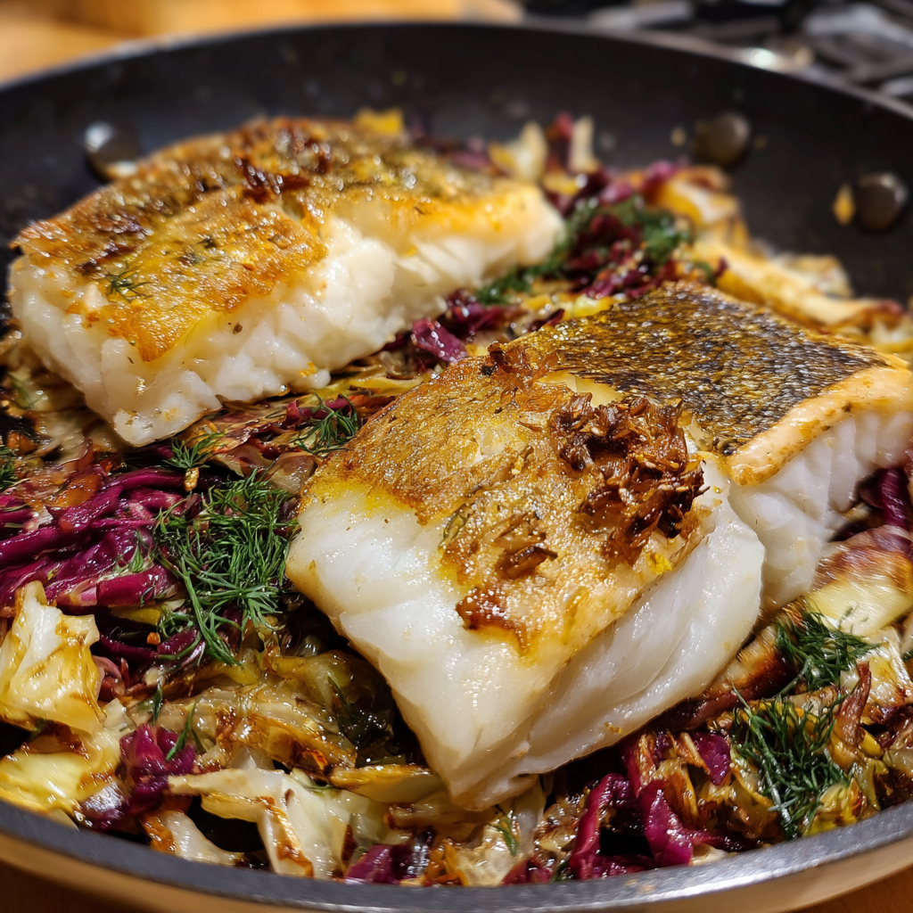 Kabeljau mit karamellisiertem Kohl