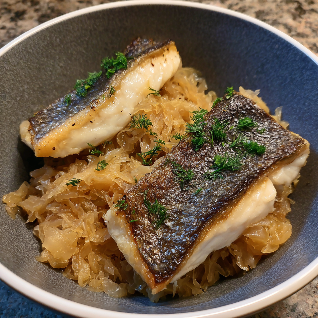 Sauerkraut mit Fisch