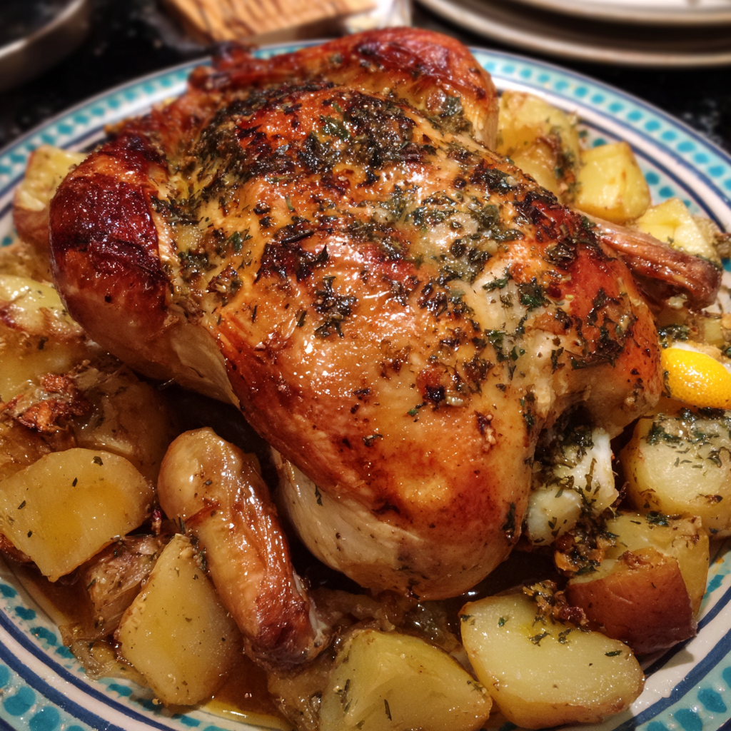 Brathuhn mit Kartoffelfülle