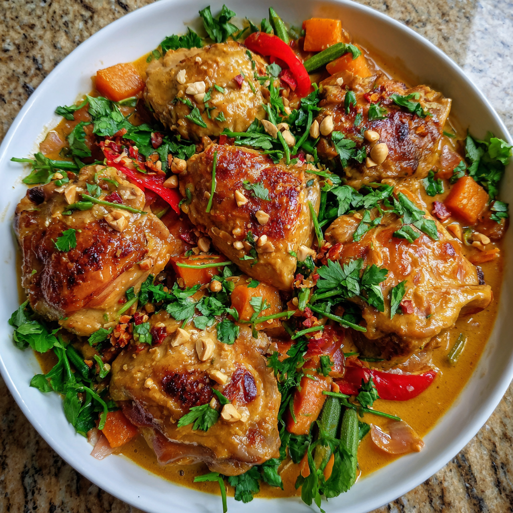 Cremig-scharfes Erdnuss-Hähnchen