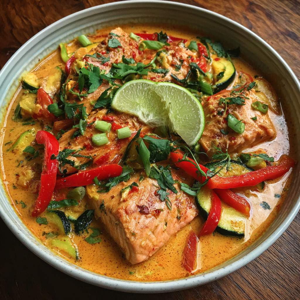 Rotes Kokos-Curry mit Lachs – Cremig, Würzig & In 20 Minuten Fertig!