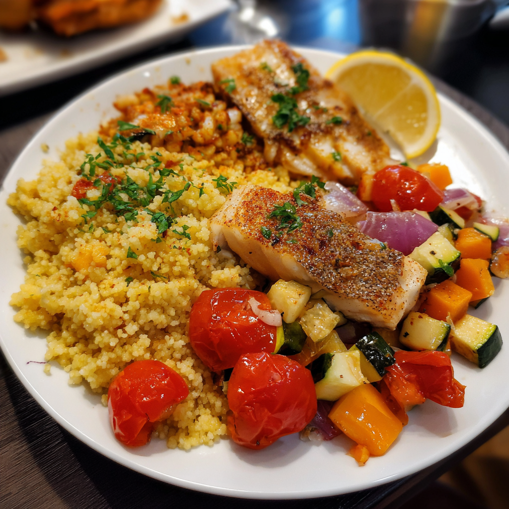 Fischplatte mit Couscous