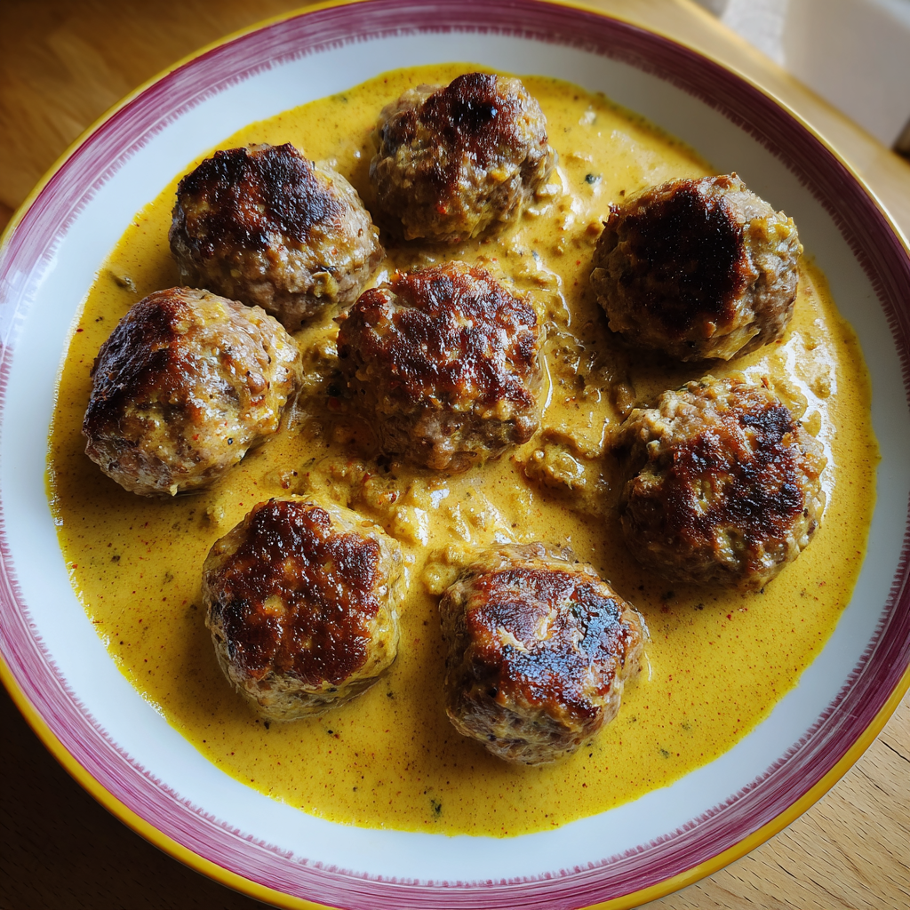 Cashew-Hackbällchen mit Currysauce