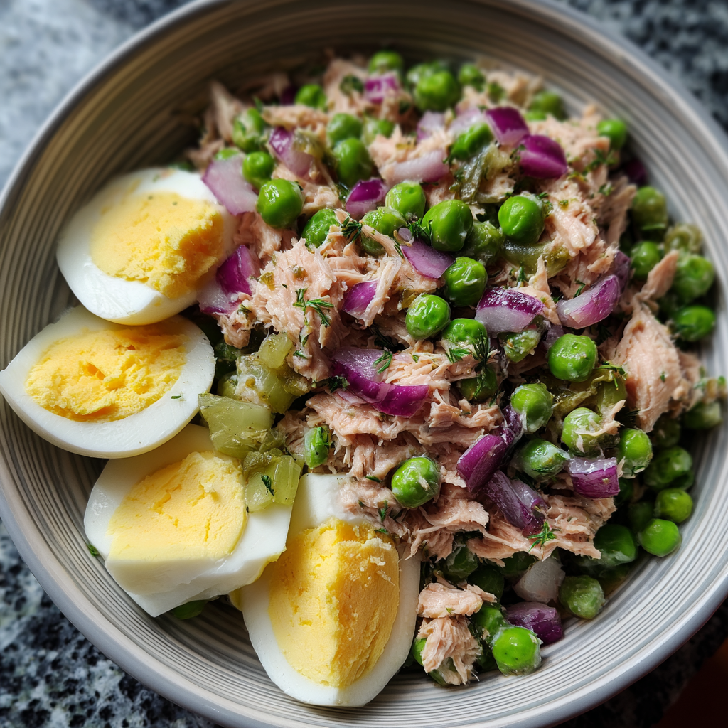 Herzhafter Thunfisch-Erbsensalat – Der sättigende Klassiker