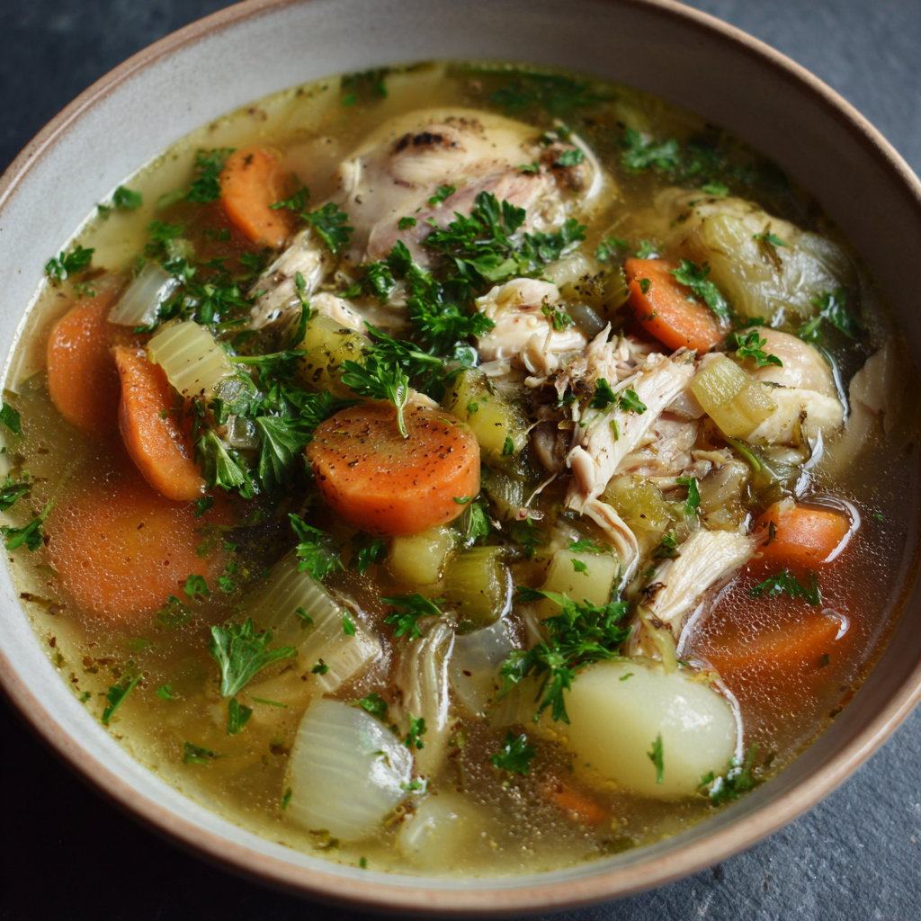 Hühner suppe mit Zwiebeln
