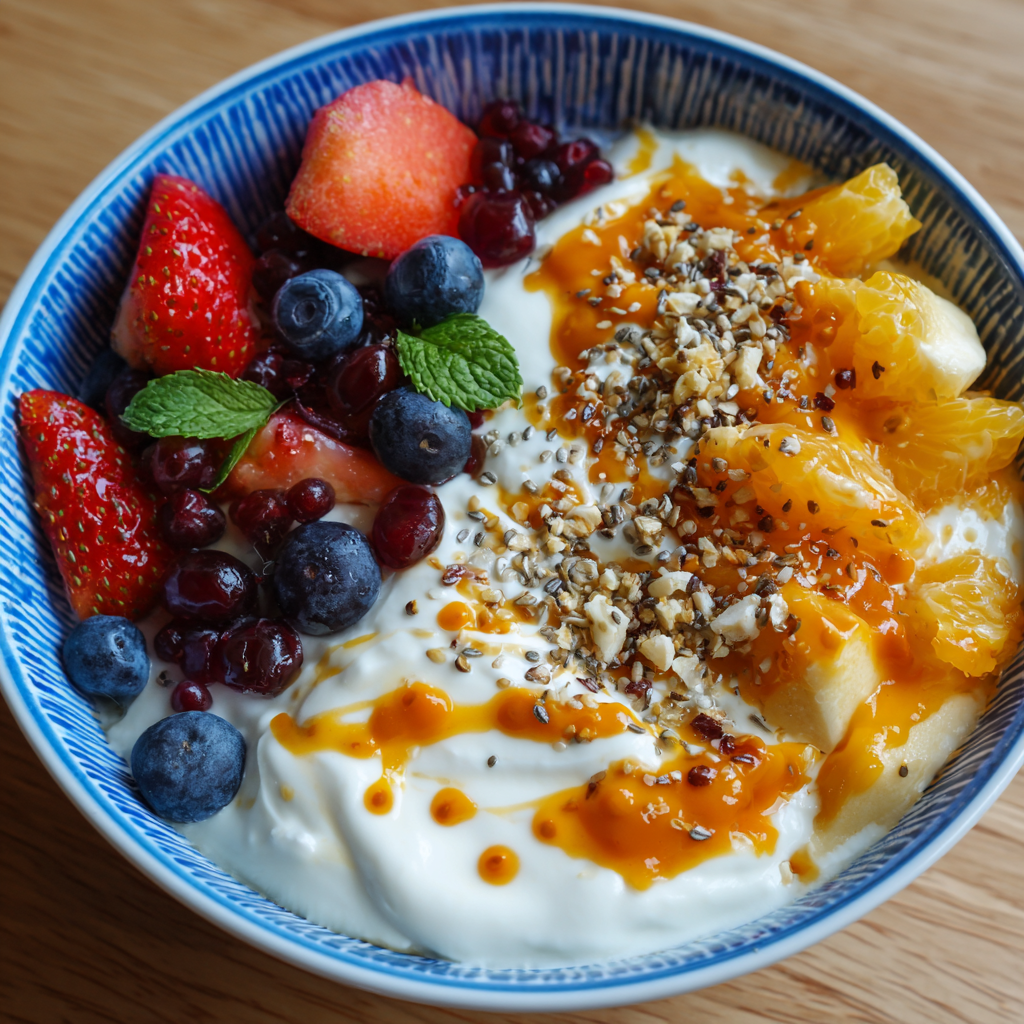 Obstsalat mit Sanddornjoghurt