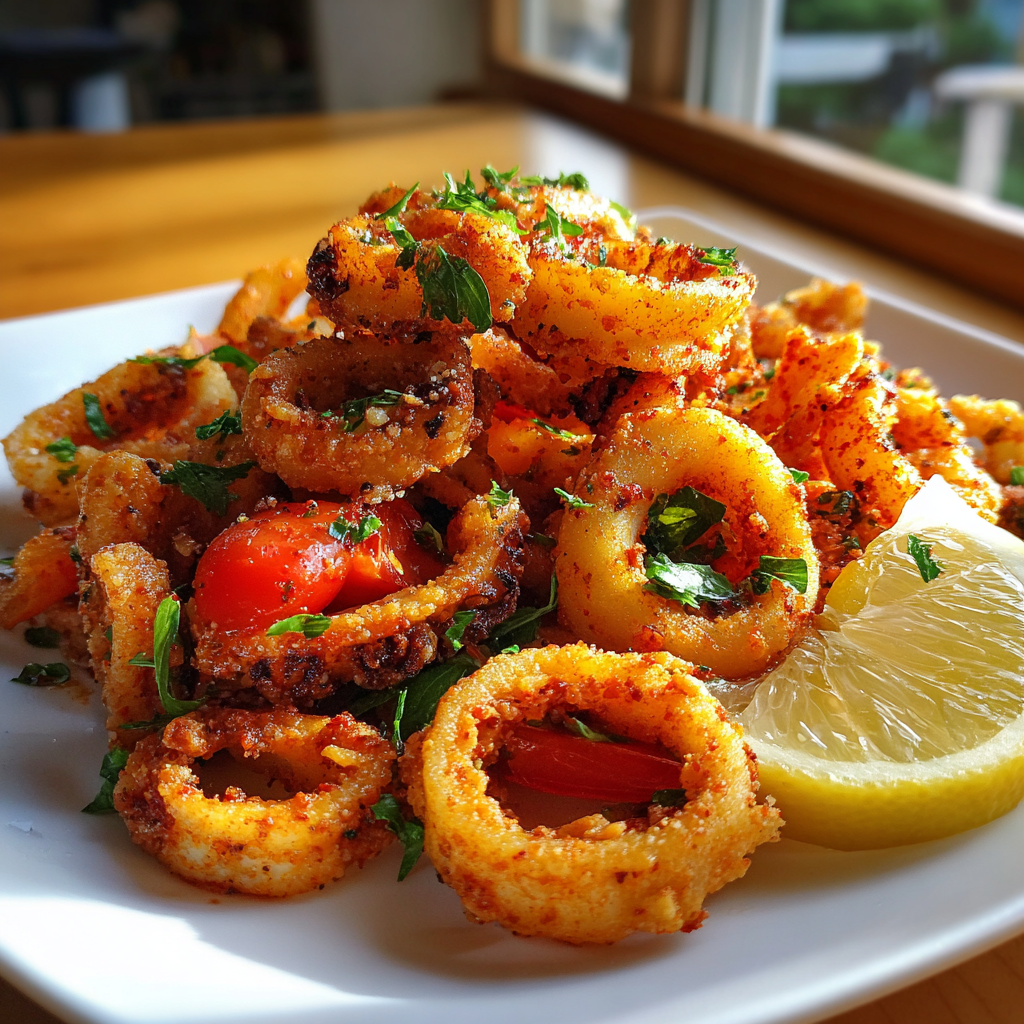 Frittierte Tintenfischringe