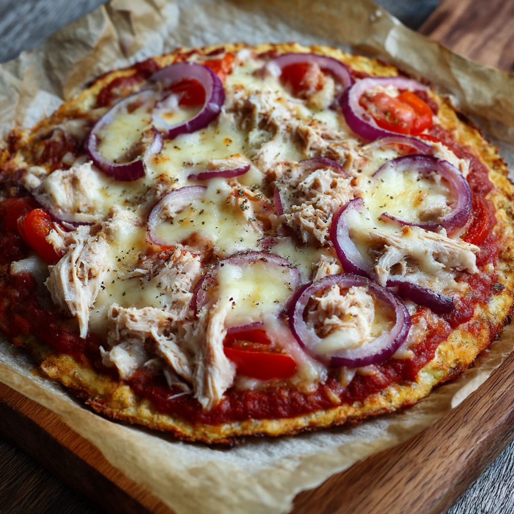 Low-Carb-Pizza mit Quark und Thunfisch