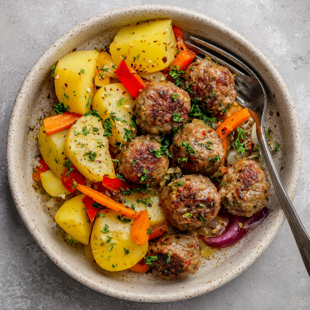 Hackfleischbällchen mit Kartoffelgemüse
