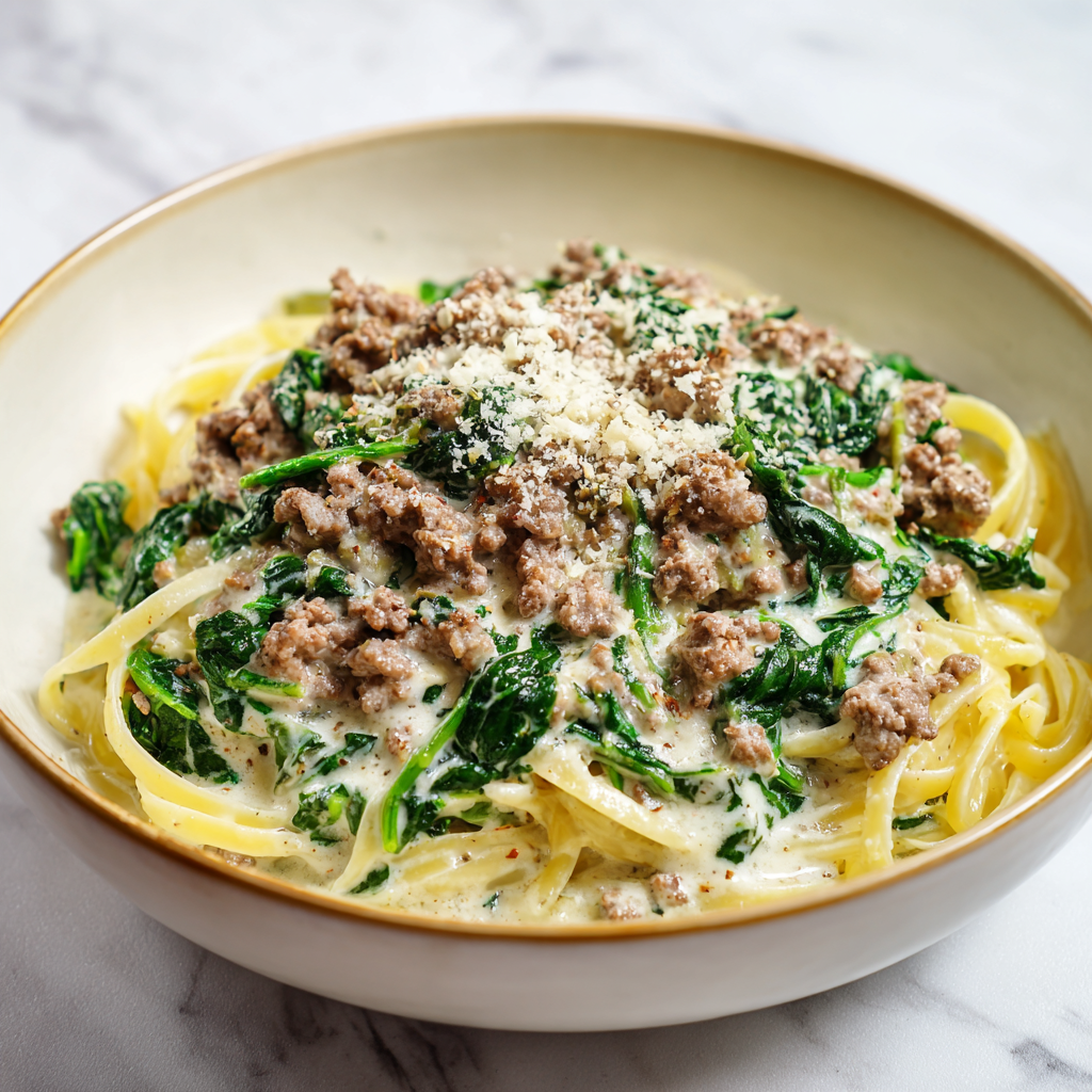 Hackfleisch-Spinat-Sauce