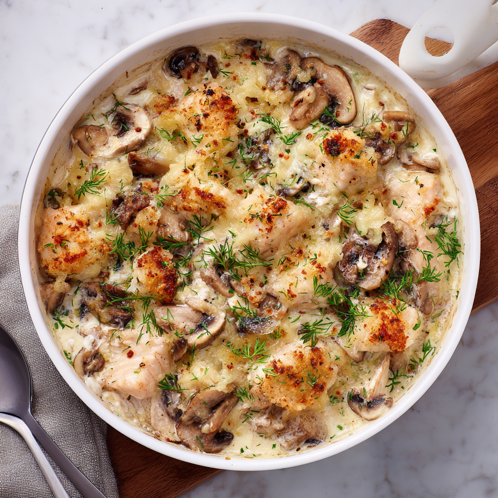 Champignon-Fisch-Auflauf