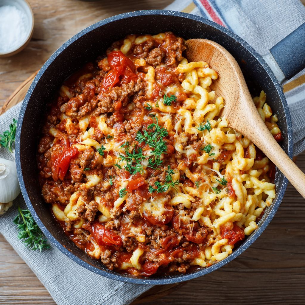 Schneller Hackfleisch-Spätzle-Topf