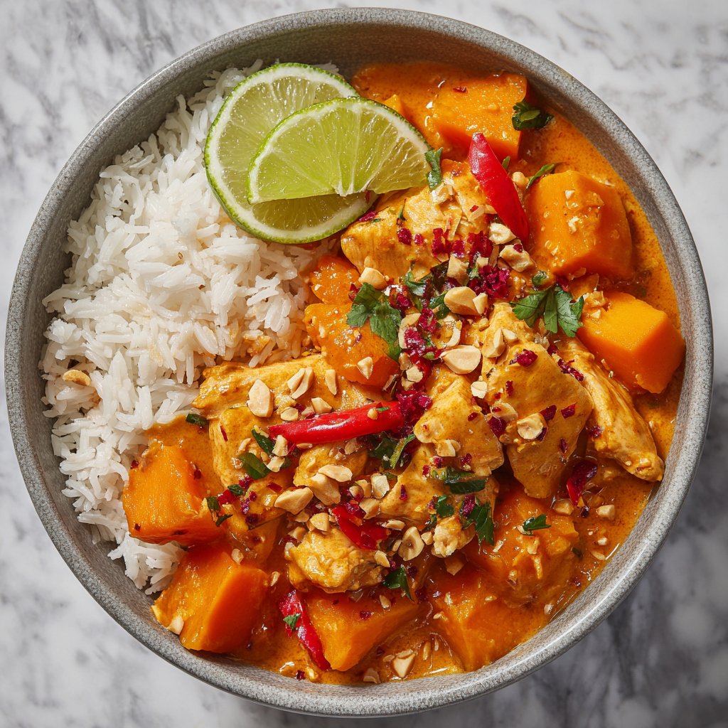 Scharfes Hokkaido-Curry mit Hähnchenbrust