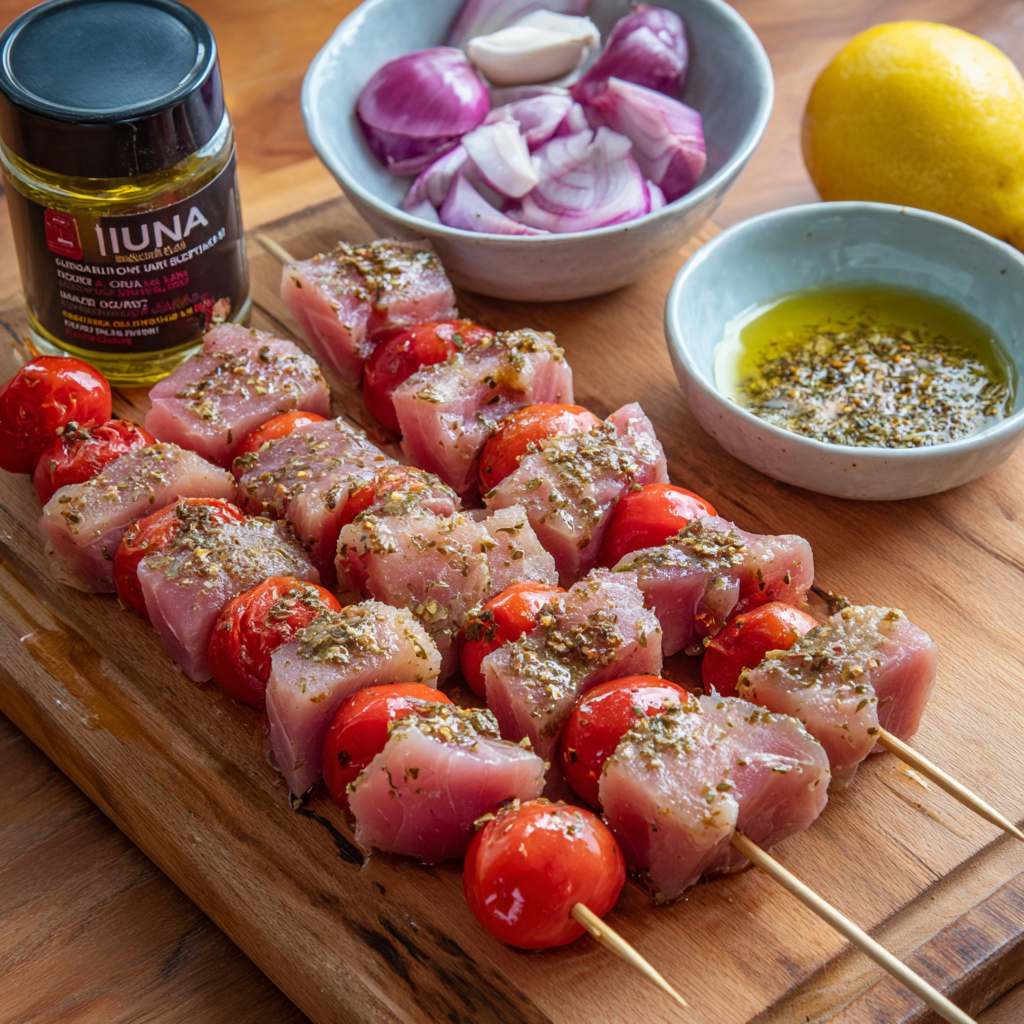 Thunfischspieße mit Kirschtomaten