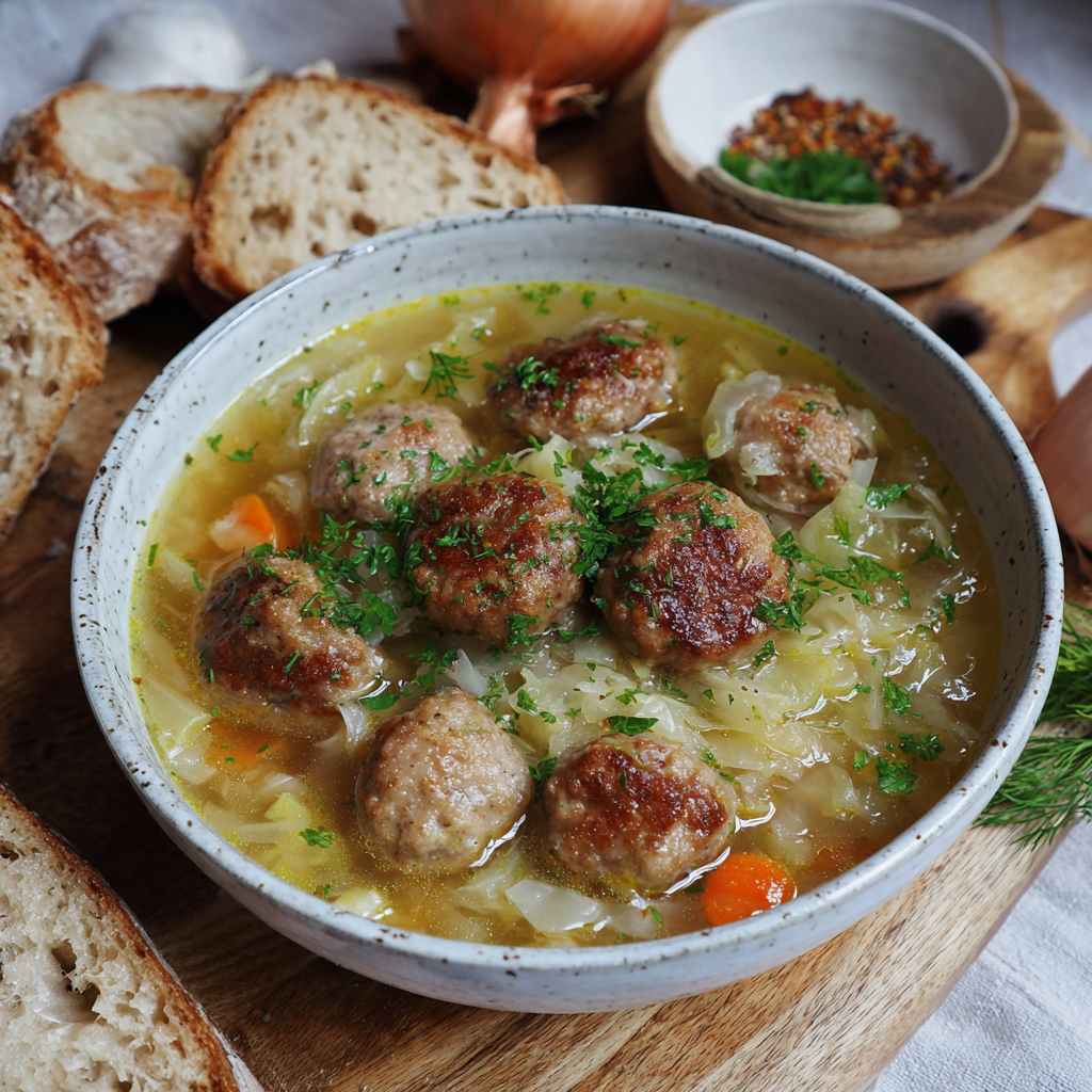 Weißkohlsuppe mit Hackbällchen