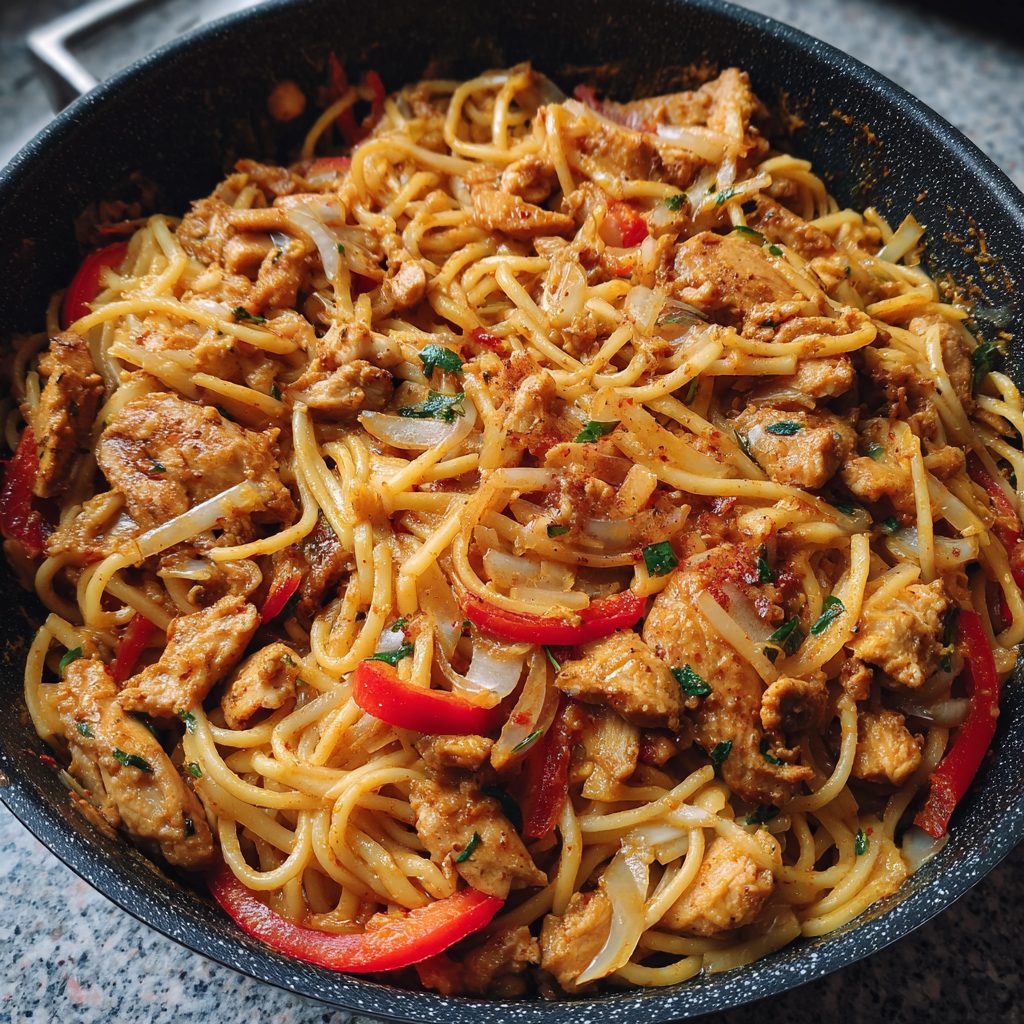 Curry-Nudeln mit Hühnerfilet