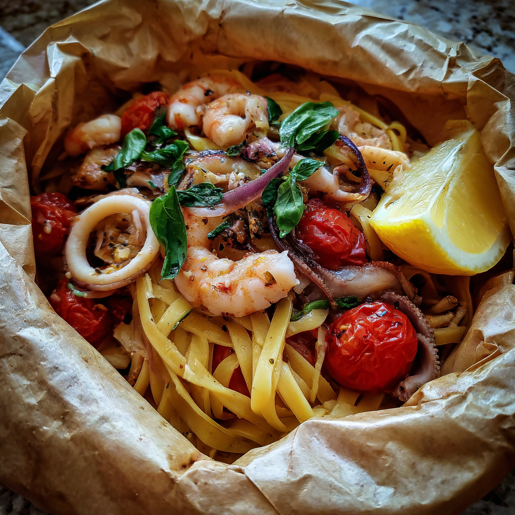Pasta al Cartoccio mit Meeresfrüchten