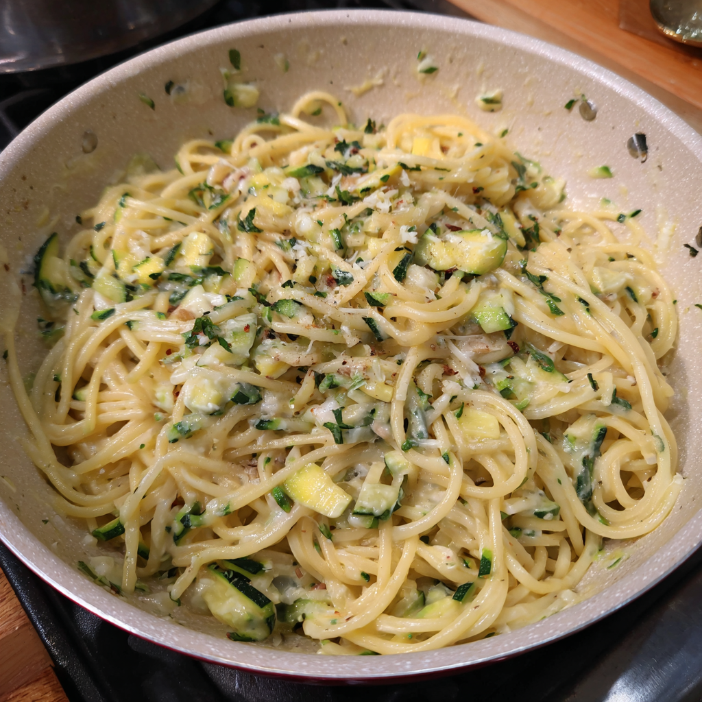 Pasta mit Zucchini in Frischkäse-Sauce