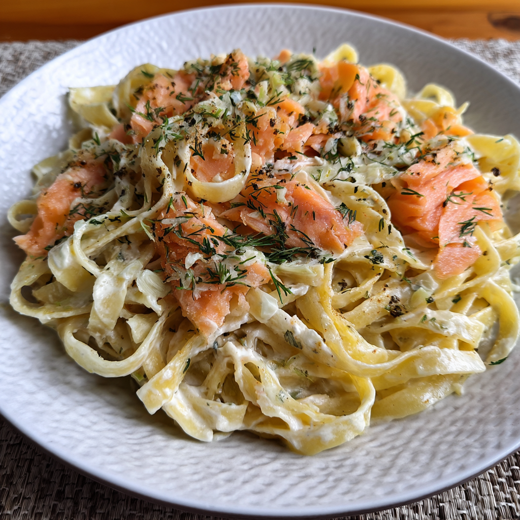 Pasta mit Fenchel und Räucherlachs