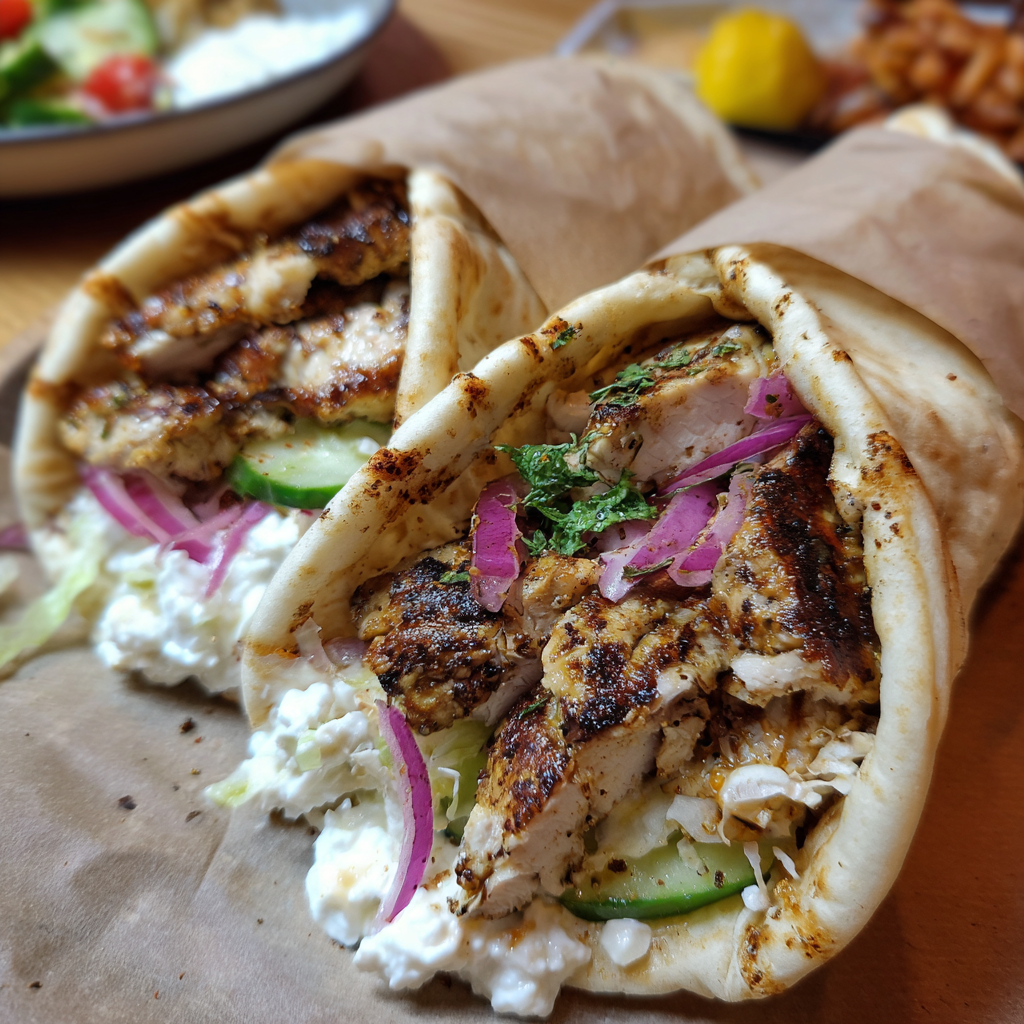 Mediterranes Hähnchen-Gyros mit cremigem Feta