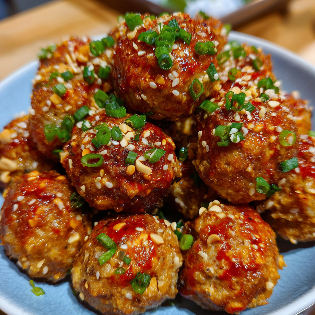 Feurige Macadamia-Hackbällchen