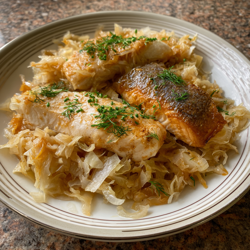 Sauerkraut mit Fisch