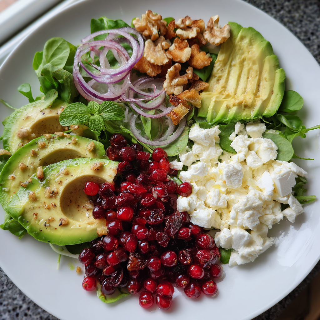 Avocado-Johannisbeer-Salat mit Chèvre