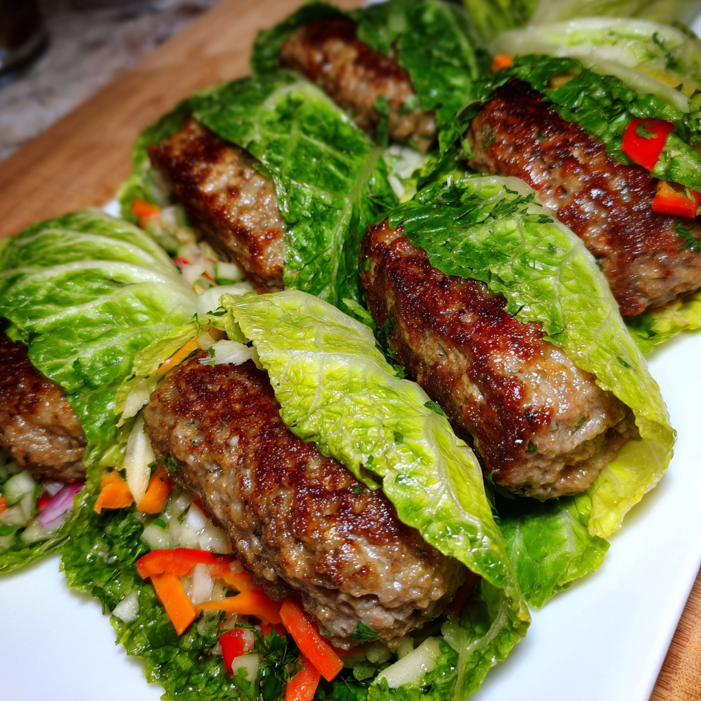 Hackfleischröllchen im Salatmantel