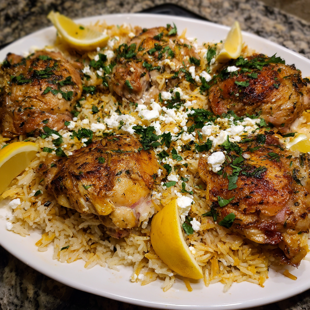 Huhn mit Reis nach griechischer Art