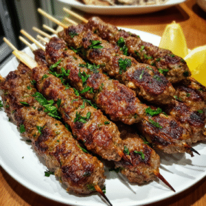 Hackfleischwürstchen am Spieß